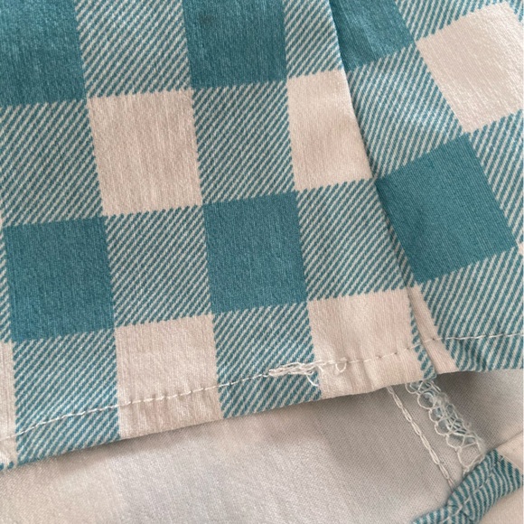Torrid Women’s Teal and White Plaid Gingham Smocked Crop Top Tank peplum, Sz 2X - Picture 8 of 9